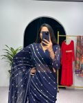 3DESIGNER FAUX GEORGETTE EMBROIDERY AND REAL PEARL MOTI WORK LEHENGA SAREE WITH EMBROIDED DUPATTA AND FULL STITCHED BLOUSE WEDDING WEAR WHOLESALE PRICE ETHNIC GARMENT (27)