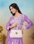 3DESIGNER RAYON CHIKANKARI EMBROIDER WORK TOP BOTTOM SET FESTIVE WEAR WHOLESALE PRICE ETHNIC GARMENT (10)