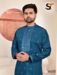 3DESIGNER SILK EMBROIDERY AND SEQUENCE WORK MEN’S KURTA PAYJAMA FESTIVE WEAR WHOLESALE PRICE ETNIC GARMENT (8)