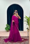3FANCY GEORGETTE FLAIRED LACE WORK GOWN SAREE WITH ATTACHED PALLU PARTY WEAR WHOLESALE PRICE ETHNIC GARMENT (20)