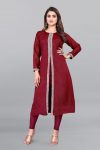 LATEST GEORGETTE SEQUENCE WORK NAIRA CUT KURTI MAROON