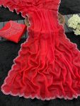 3LATEST RIMZIM PATTA HOT FIX SAREE WITH UNSTITCHED BLOUSE CASUAL WEAR WHOLESALE PRICE ETHNIC GARMENT (34)