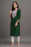 LATEST SILK EMBROIDERY WORK KURTI  GREEN
