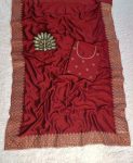 LATEST VICHITRA SILK ZARI WORK WITH SWAROVSKI WORK SAREE WITH UNSTITCHED BLOUSE MAROON