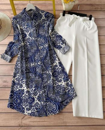 LATEST RAYON DIGITAL PRINTED TOP WITH PALAZZO BLUE