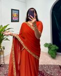 3NEW ARRIVAL FAUX GEORGETTE EMBROIDERY LACE WORK GOWN SAREE PARTY WEAR WHOLESALE PRICE ETHNIC GARMENT (14)