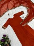 3NEW ARRIVAL FAUX GEORGETTE EMBROIDERY LACE WORK GOWN SAREE PARTY WEAR WHOLESALE PRICE ETHNIC GARMENT (14)