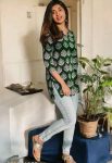 NEW ARRIVAL RAYON DIGITAL PRINTED SHORT KURTI GREEN