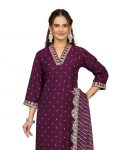 3NEW ARRIVAL ROMAN SILK SEQUENCE CODING EMBROIDEY WORK TOP BOTTOM WITH DUPATTA FESTIVE WEAR WHOLESALE PRICE ETHINIC GARMENT (31)