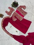3RICH LOOOK CHINON EMBROIDERY AND MOTI LACE BORDER WORK READY TO WEAR SAREE WITH BLOUSE AND KOTI PARTY WEAR WHOLESALE PRICE ETHNIC GARMENT (15)