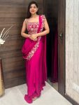 3RICH LOOOK CHINON EMBROIDERY AND MOTI LACE BORDER WORK READY TO WEAR SAREE WITH BLOUSE AND KOTI PARTY WEAR WHOLESALE PRICE ETHNIC GARMENT (15)