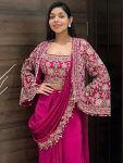 3RICH LOOOK CHINON EMBROIDERY AND MOTI LACE BORDER WORK READY TO WEAR SAREE WITH BLOUSE AND KOTI PARTY WEAR WHOLESALE PRICE ETHNIC GARMENT (15)