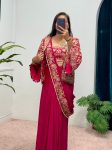 3RICH LOOOK CHINON EMBROIDERY AND MOTI LACE BORDER WORK READY TO WEAR SAREE WITH BLOUSE AND KOTI PARTY WEAR WHOLESALE PRICE ETHNIC GARMENT (15)