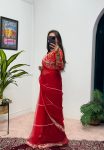 3TRENDING BUTTERFLY NET EMBROIDERY SEQUENCE PEARL MOTI WORK SAREE WITH STITCHED BLOUSE PARTY WEAR WHOLESALE PRICE ETHNIC GARMENT (27)