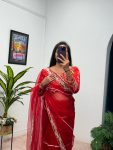3TRENDING BUTTERFLY NET EMBROIDERY SEQUENCE PEARL MOTI WORK SAREE WITH STITCHED BLOUSE PARTY WEAR WHOLESALE PRICE ETHNIC GARMENT (27)
