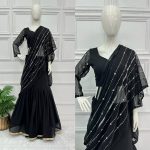 4DESIGNER FAUX GEORGETTE EMBROIDERY AND REAL PEARL MOTI WORK LEHENGA SAREE WITH EMBROIDED DUPATTA AND FULL STITCHED BLOUSE WEDDING WEAR WHOLESALE PRICE ETHNIC GARMENT (26)