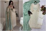 4DESIGNER FAUX GEORGETTE EMBROIDERY SEQUENCE WORK TOP BOTTOM WITH DUPATTA FESTIVE WEAR WHOLESALE PRICE ETHNIC GARMENT (26)