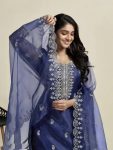4DESIGNER ORGANZA EMBROIDERY WORK TOP BOTTOM WITH DUPATTA FESTIVE WEAR WHOLESALE PRICE ETHNIC GARMENT (7)