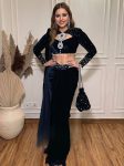 4DESIGNER VISCOSE VELVET PEARL MOTI WORK DRAPE LEHENGA SAREE WITH STITCHED BLOUSE AND BATWA PARTYWEAR WHOLESALE PRICE ETHNIC GARMENT (24)
