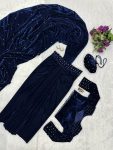 4DESIGNER VISCOSE VELVET PEARL MOTI WORK DRAPE LEHENGA SAREE WITH STITCHED BLOUSE AND BATWA PARTYWEAR WHOLESALE PRICE ETHNIC GARMENT (24)