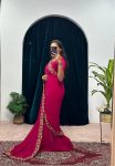 4FANCY GEORGETTE FLAIRED LACE WORK GOWN SAREE WITH ATTACHED PALLU PARTY WEAR WHOLESALE PRICE ETHNIC GARMENT (14)