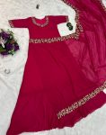 4FANCY GEORGETTE FLAIRED LACE WORK GOWN SAREE WITH ATTACHED PALLU PARTY WEAR WHOLESALE PRICE ETHNIC GARMENT (14)