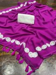 4LATEST GEORGETTE LACE BORDER WORK SAREE WITH UNSTITCHED BLOUSE CASUAL WEAR WHOLESALE PRICE ETHNIC GARMENT (20)