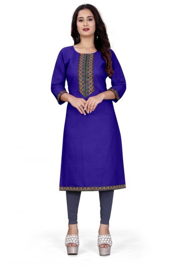 NEW ARRIVAL COTTON DIGITAL PRINTED KURTI  BLUE