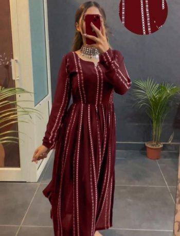 NEW ARRIVAL GEORGETTE LINING DIGITAL PRINTED KURTI MAROON
