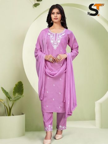 NEW ARRIVAL ROMAN SILK EMBROIDERY SEQUENCE WORK TOP BOTTOM WITH DUPATTA BABY PINK