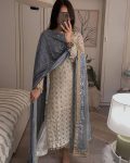 5DESIGNER FAUX GEORGETTE EMBROIDERY SEQUENCE WORK TOP BOTTOM WITH DUPATTA FESTIVE WEAR WHOLESALE PRICE ETHNIC GARMENT (20)