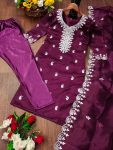 5DESIGNER ORGANZA EMBROIDERY WORK TOP BOTTOM WITH DUPATTA FESTIVE WEAR WHOLESALE PRICE ETHNIC GARMENT (14)