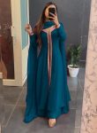 NEW ARRIVAL FAUX GEORGETTE EMBROIDERY WORK GOWN BOTTOM WITH DUPATTA  RAMA