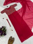 5TRENDING FAUX GEORGETTE EMBROIDERY WORK READY TO WEAR GOWN SAREE WITH WAIST BELT PARTY WEAR WHOLESALE PRICE ETHNIC GARMENT (12)