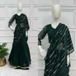 6DESIGNER FAUX GEORGETTE EMBROIDERY AND REAL PEARL MOTI WORK LEHENGA SAREE WITH EMBROIDED DUPATTA AND FULL STITCHED BLOUSE WEDDING WEAR WHOLESALE PRICE ETHNIC GARMENT (29)