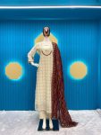 6DESIGNER FAUX GEORGETTE EMBROIDERY SEQUENCE WORK TOP BOTTOM WITH DUPATTA FESTIVE WEAR WHOLESALE PRICE ETHNIC GARMENT (16)