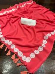 6LATEST GEORGETTE LACE BORDER WORK SAREE WITH UNSTITCHED BLOUSE CASUAL WEAR WHOLESALE PRICE ETHNIC GARMENT (21)