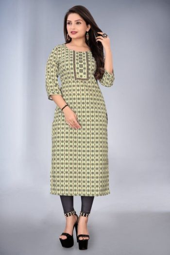 LATEST RAYON DIGITAL PRINTED KURTI MEHNDI