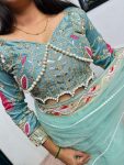 6TRENDING BUTTERFLY NET EMBROIDERY SEQUENCE PEARL MOTI WORK SAREE WITH STITCHED BLOUSE PARTY WEAR WHOLESALE PRICE ETHNIC GARMENT (24)