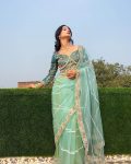 6TRENDING BUTTERFLY NET EMBROIDERY SEQUENCE PEARL MOTI WORK SAREE WITH STITCHED BLOUSE PARTY WEAR WHOLESALE PRICE ETHNIC GARMENT (24)