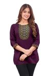 NEW ARRIVAL RAYON EMBROIDERY WORK KURTI WINE