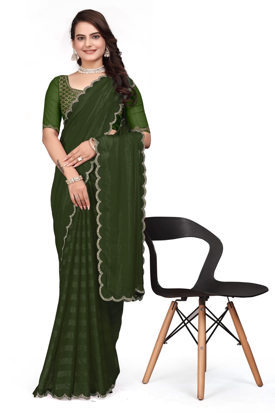 8LATEST RIMZIM PATTA HOT FIX SAREE WITH UNSTITCHED BLOUSE CASUAL WEAR WHOLESALE PRICE ETHNIC GARMENT (39)