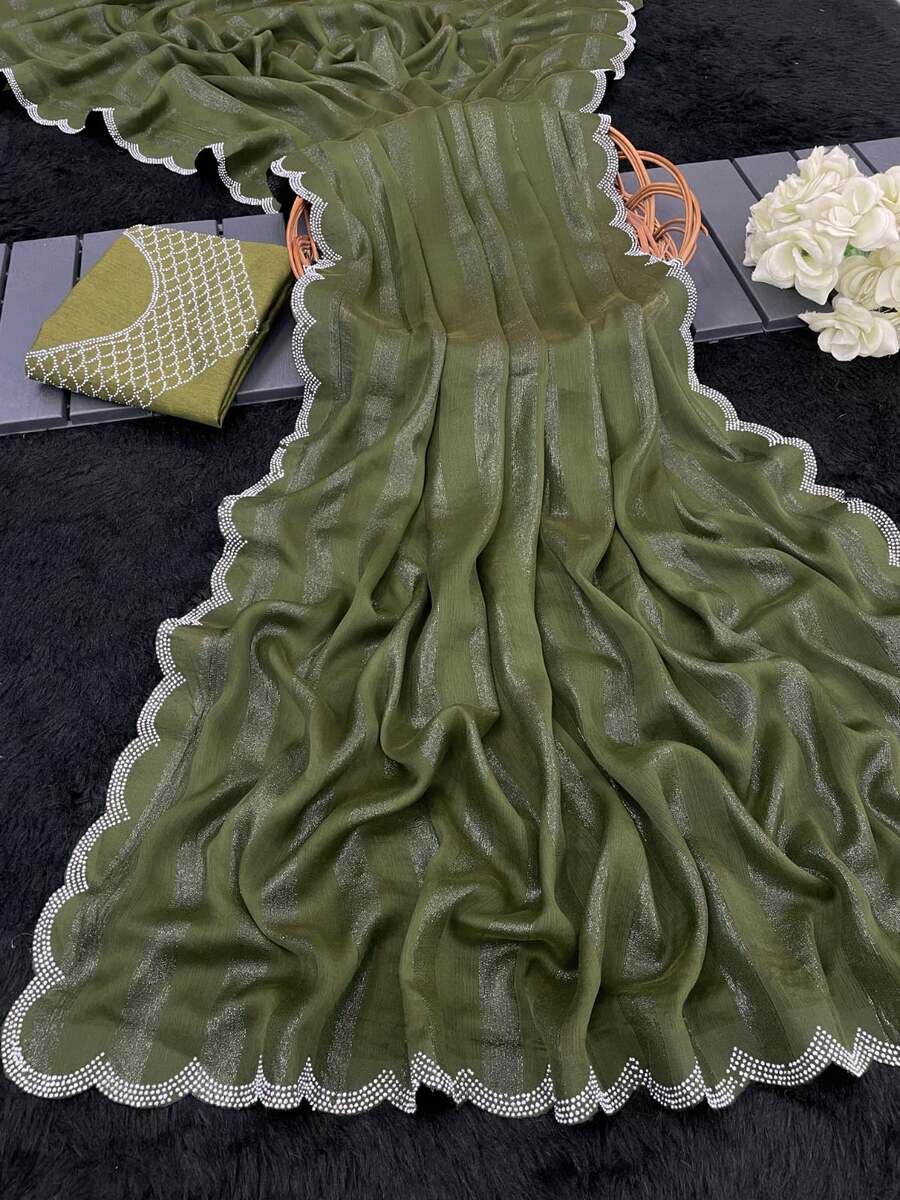 8LATEST RIMZIM PATTA HOT FIX SAREE WITH UNSTITCHED BLOUSE CASUAL WEAR WHOLESALE PRICE ETHNIC GARMENT (41)