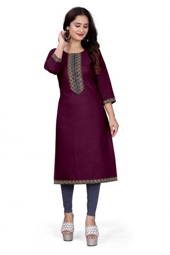 NEW ARRIVAL COTTON DIGITAL PRINTED KURTI  WINE