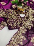 ATTRACTIVE RANGOLI SILK CODING EMBROIDERY WORK SAREE WITH STITCHED BLOUSE PARTY WEAR WHOLESALE PRICE ETHNIC GARMENT (7)