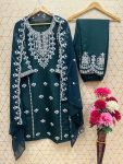 ATTRACTIVE ROMAN SILK EMBROIDERY SEQUENCE WORK TOP BOTTOM WITH DUPATTA PARTY WEAR WHOLESALE PRICE ETHNIC GARMENT (1)