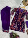 ATTRACTIVE VELVET EMBROIDERY WORK TOP PATIALA WITH DUPATTA FESTIVE WEAR WHOLESALE PRICE EYHNIC GARMENT (21)