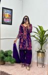 ATTRACTIVE VELVET EMBROIDERY WORK TOP PATIALA WITH DUPATTA FESTIVE WEAR WHOLESALE PRICE EYHNIC GARMENT (21)