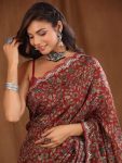 ATTRACTIVE VICHITRA SILK FLORAL DIGITAL PRINTED EMBROIDERY WORK SAREE WITH UNSTITCHED BLOUSE PARTY WEAR WHOLESALE PRICE ETHNIC GARMENT (10)