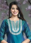 DESIGNER ART SILK EMBROIDERY WORKL TOP BOTTOM WITH DUPATTA PARTY WEAR WHOLESALE PRICE ETHNIC GARMENT (7)